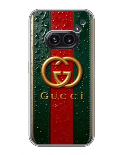 Чехол для Nothing Phone 2a с картинкой «Gucci — фирменная полоса и золото» Чехол для Nothing Phone 2a с картинкой «Gucci — фирменная полоса и золото»