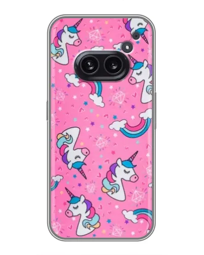 Чехол для Nothing Phone 2a с картинкой «Unicorn паттерн розовый» Чехол для Nothing Phone 2a с картинкой «Unicorn паттерн розовый»