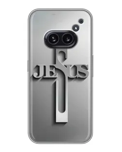 Чехол для Nothing Phone 2a с картинкой «Металлический крест Jesus»