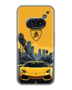 Чохол для Nothing Phone 2a з картинкою «Жовтий Lamborghini місто»