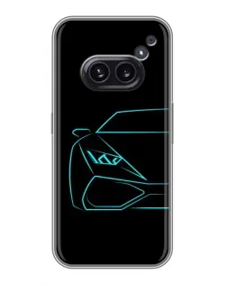 Чохол для Nothing Phone 2a з картинкою «Блакитний силует Lamborghini»