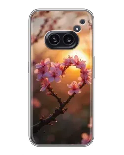 Чохол для Nothing Phone 2a з картинкою «Рожевий цвіт  сердечко на тлі заходу»