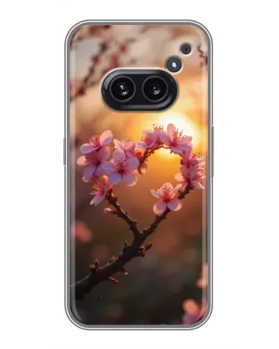 Чохол для Nothing Phone 2a з картинкою «Рожевий цвіт  сердечко на тлі заходу»