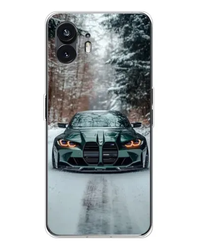 Чехол для Nothing Phone 3 с картинкой «BMW в зимнем лесу»
