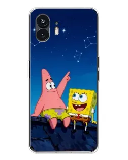 Чехол для Nothing Phone 3 с картинкой «Губка Боб и Патрик ночью»