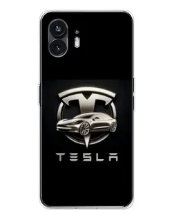 Чехол для Nothing Phone 3 с картинкой «Tesla — серебристое авто»