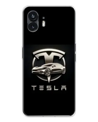 Чехол для Nothing Phone 3 с картинкой «Tesla — серебристое авто»