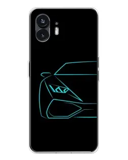 Чехол для Nothing Phone 3 с картинкой «Голубой силуэт Lamborghini»