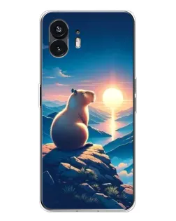 Чохол для Nothing Phone 3 з картинкою «Захід сонця з капібарою»