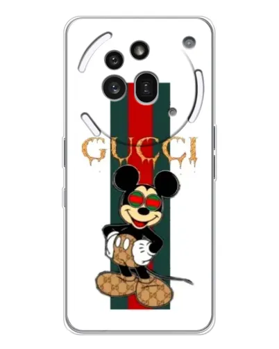 Чехол для Nothing Phone (3a) Pro с картинкой «Микки Маус Gucci — полосы» Чехол для Nothing Phone (3a) Pro с картинкой «Микки Маус Gucci — полосы»
