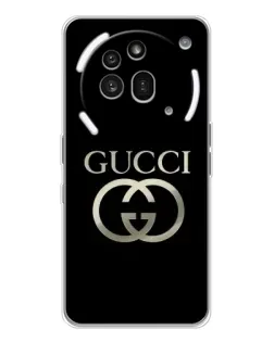 Чехол для Nothing Phone (3a) Pro с картинкой «Gucci — золото на черном»