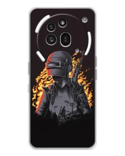 Чехол для Nothing Phone (3a) Pro с картинкой «PUBG — огненный силуэт»
