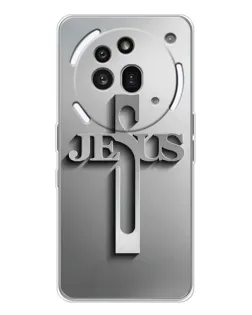 Чехол для Nothing Phone (3a) Pro с картинкой «Металлический крест Jesus»