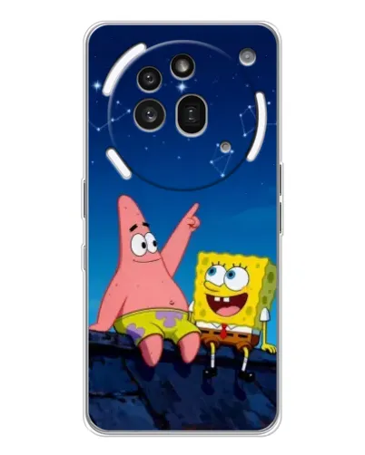 Чехол для Nothing Phone (3a) Pro с картинкой «Губка Боб и Патрик ночью»