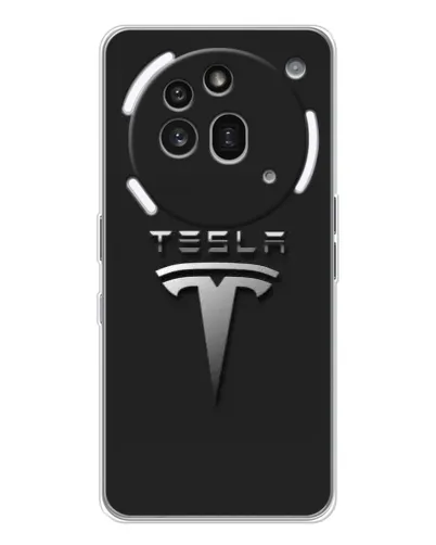 Чехол для Nothing Phone (3a) Pro с картинкой «Стальной логотип Tesla»