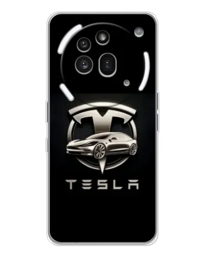 Чехол для Nothing Phone (3a) Pro с картинкой «Tesla — серебристое авто»