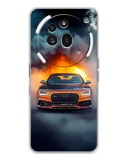 Чехол для Nothing Phone (3a) Pro с картинкой «Audi в огненном дыму»