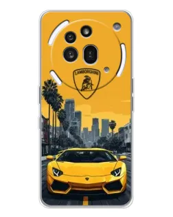 Чехол для Nothing Phone (3a) Pro с картинкой «Желтый Lamborghini город»