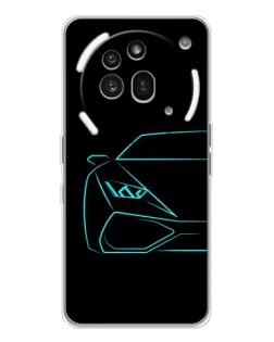 Чехол для Nothing Phone (3a) Pro с картинкой «Голубой силуэт Lamborghini»
