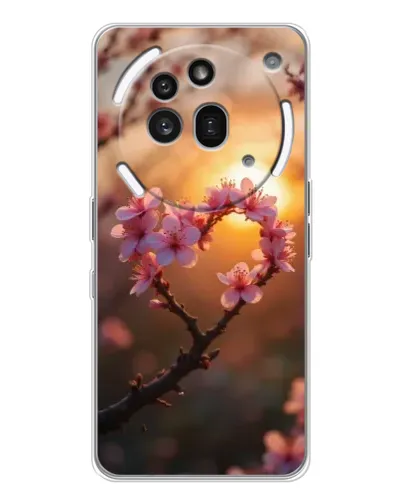 Чехол для Nothing Phone (3a) Pro с картинкой «Розовый цвет сердце на фоне заката»