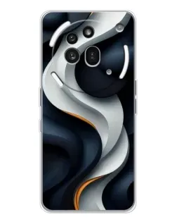 Чехол для Nothing Phone (3a) Pro с картинкой «Объемные черно-белые ленты» Чехол для Nothing Phone (3a) Pro с картинкой «Объемные черно-белые ленты»