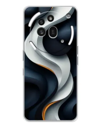 Чехол для Nothing Phone (3a) Pro с картинкой «Объемные черно-белые ленты» Чехол для Nothing Phone (3a) Pro с картинкой «Объемные черно-белые ленты»