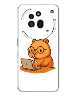 Чехол для Nothing Phone (3a) Pro с картинкой «Капибара с ноутбуком»