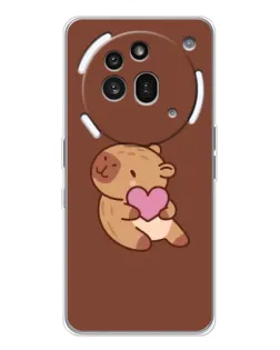 Чехол для Nothing Phone (3a) Pro с картинкой «Капибара с сердцем»