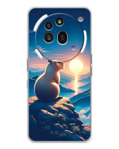 Чехол для Nothing Phone (3a) Pro с картинкой «Закат солнца с капибарой»
