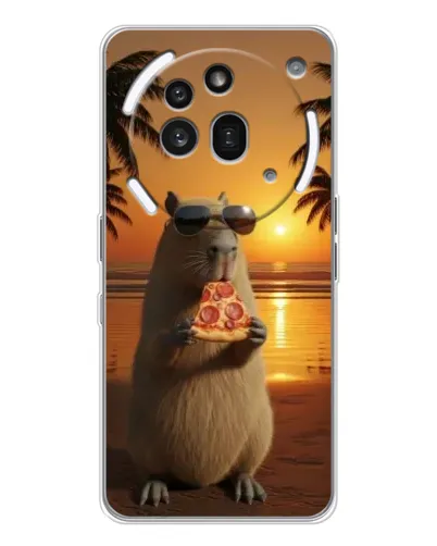 Чехол для Nothing Phone (3a) Pro с картинкой «Капибара с пиццей»