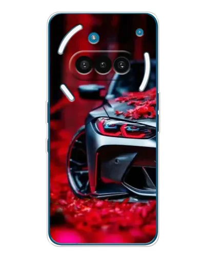 Чехол для Nothing Phone (3a) с картинкой «Спортивная BMW и цветы»