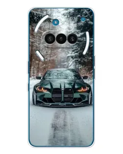 Чехол для Nothing Phone (3a) с картинкой «BMW в зимнем лесу»