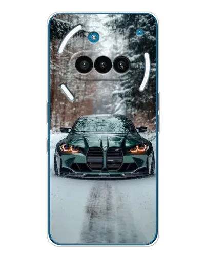 Чехол для Nothing Phone (3a) с картинкой «BMW в зимнем лесу»