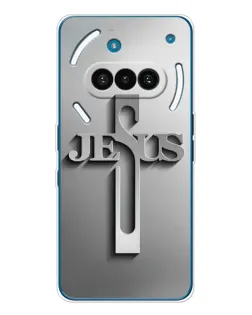 Чехол для Nothing Phone (3a) с картинкой «Металлический крест Jesus»