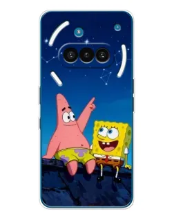 Чехол для Nothing Phone (3a) с картинкой «Губка Боб и Патрик ночью»