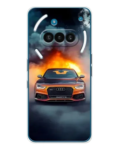 Чехол для Nothing Phone (3a) с картинкой «Audi в огненном дыму»