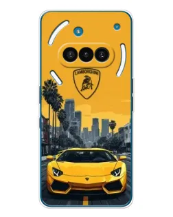 Чехол для Nothing Phone (3a) с картинкой «Желтый Lamborghini город»