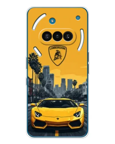 Чехол для Nothing Phone (3a) с картинкой «Желтый Lamborghini город»