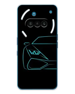 Чехол для Nothing Phone (3a) с картинкой «Голубой силуэт Lamborghini»