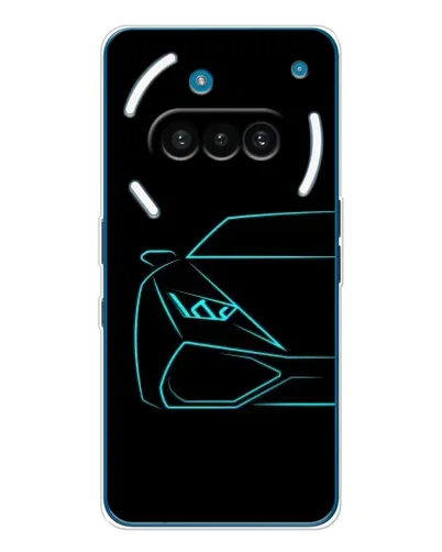 Чехол для Nothing Phone (3a) с картинкой «Голубой силуэт Lamborghini»