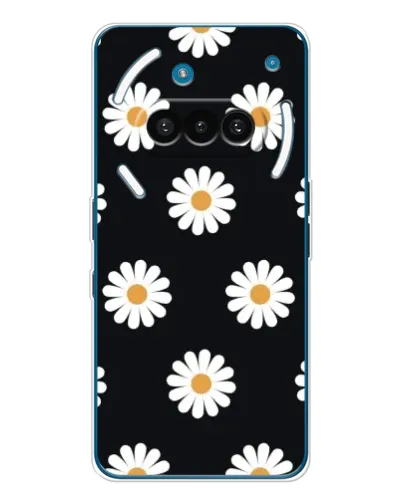 Чехол для Nothing Phone (3a) с картинкой «Ромашки на черном»