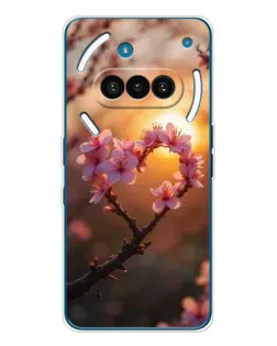 Чохол для Nothing Phone (3a) з картинкою «Рожевий цвіт  сердечко на тлі заходу»