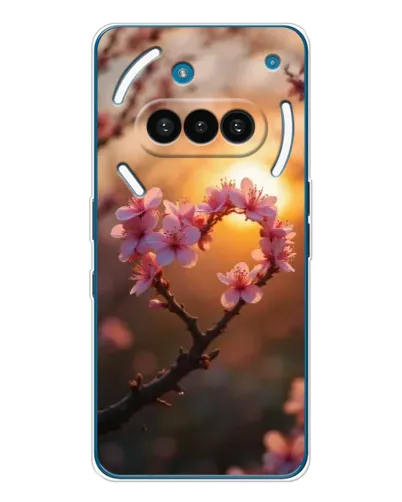 Чехол для Nothing Phone (3a) с картинкой «Розовый цвет сердце на фоне заката»