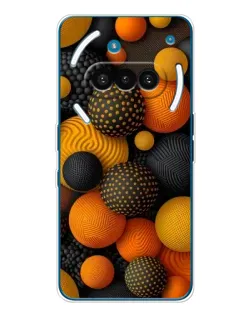 Чехол для Nothing Phone (3a) с картинкой «Объемные оранжевые сферы»