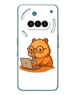 Чехол для Nothing Phone (3a) с картинкой «Капибара с ноутбуком» Чехол для Nothing Phone (3a) с картинкой «Капибара с ноутбуком»