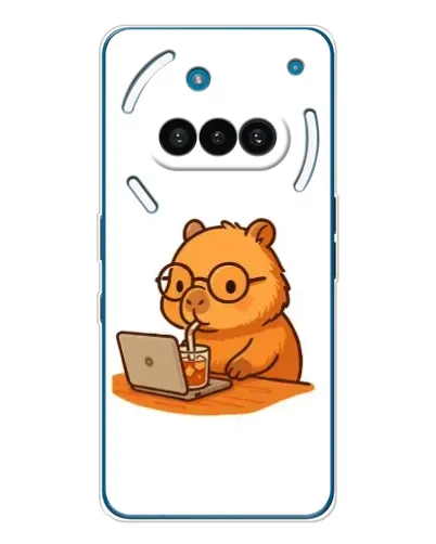 Чехол для Nothing Phone (3a) с картинкой «Капибара с ноутбуком»