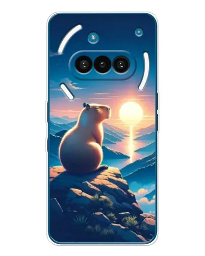 Чехол для Nothing Phone (3a) с картинкой «Закат солнца с капибарой»
