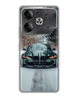 Чехол для Nothing Phone (4a) Pro с картинкой «BMW в зимнем лесу»