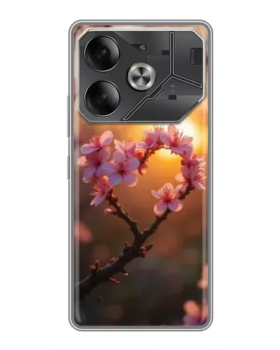 Чехол для Nothing Phone (4a) Pro с картинкой «Розовый цвет сердце на фоне заката»