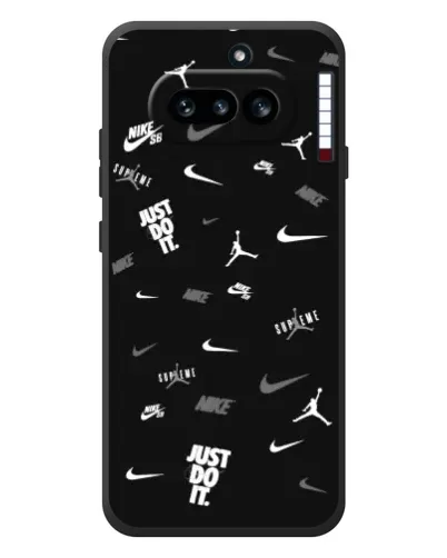 Чехол для Nothing Phone (4a) с картинкой «Nike Black Pattern»